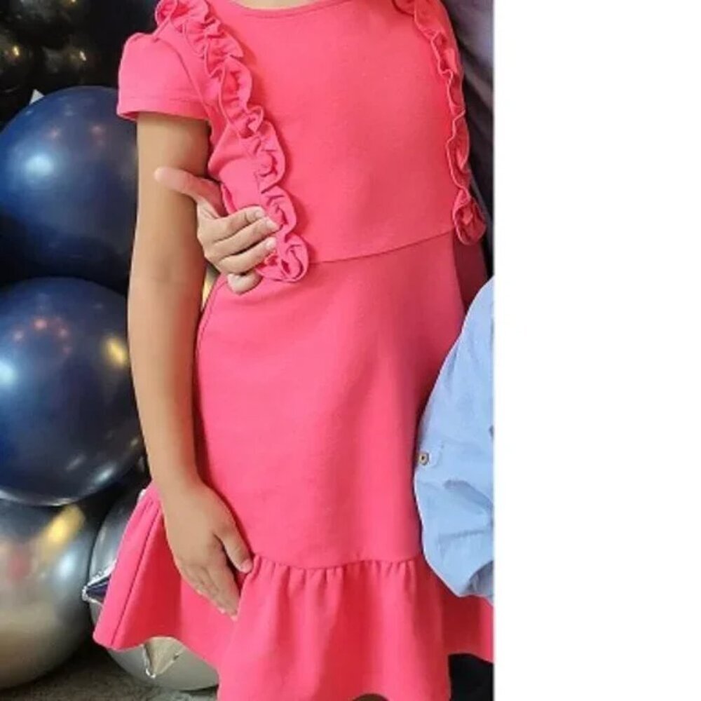 Janie and Jack pink going out dress with side ruffles size 6 (G3) - Picture 7 of 10